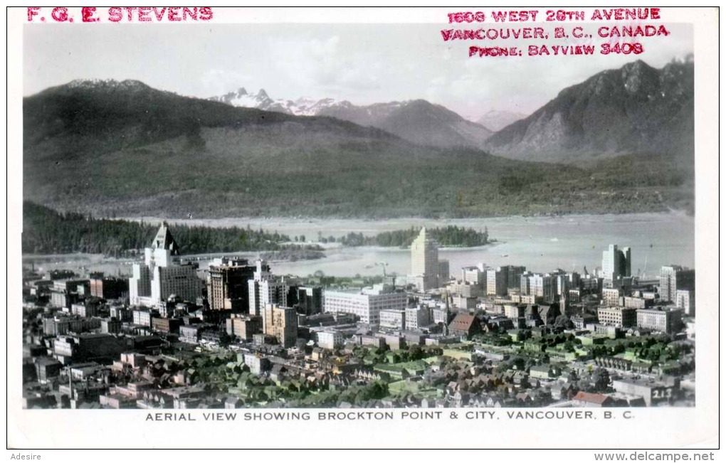 VANCOUVER - AERIAL VIEW SHOWING BROCKTON POINT & CITY, 1948, 3 C Marke, Österr.Zensurstempel - Vancouver