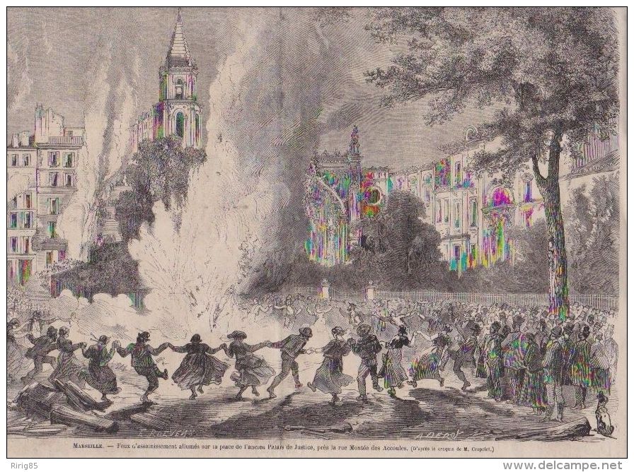 1865  --  BOUCHES DU RHONE 13  --  MARSEILLE  FEU D ASSAINISSEMENT PLACE ANCIEN PALAIS DE JUSTICE   3A447 - Collections