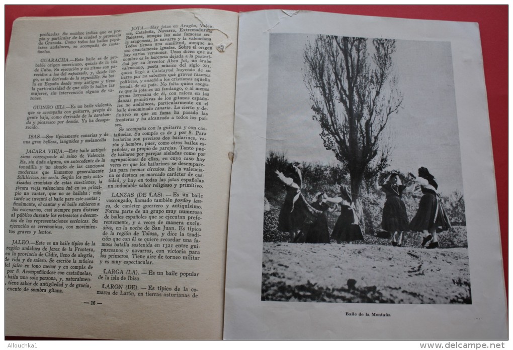 RARE VINTAGE 1955 TEMAS ESPANOLES  BAILES REGIONALESPREAMBULO UN ENTENDO DE CLASIFICACION REFERENCIAS A MAS DE UN CENTEN