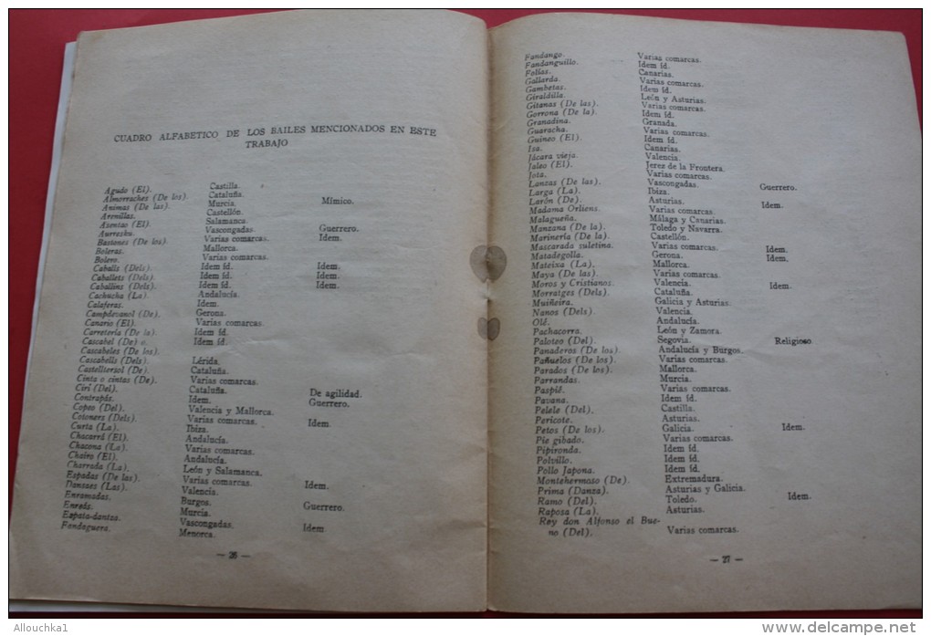 RARE VINTAGE 1955 TEMAS ESPANOLES  BAILES REGIONALESPREAMBULO UN ENTENDO DE CLASIFICACION REFERENCIAS A MAS DE UN CENTEN