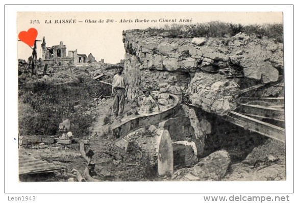 25589-LE-59-LA BASSEE-Obus De 380-Abris Boche En Ciment Armé--------animée - Autres & Non Classés