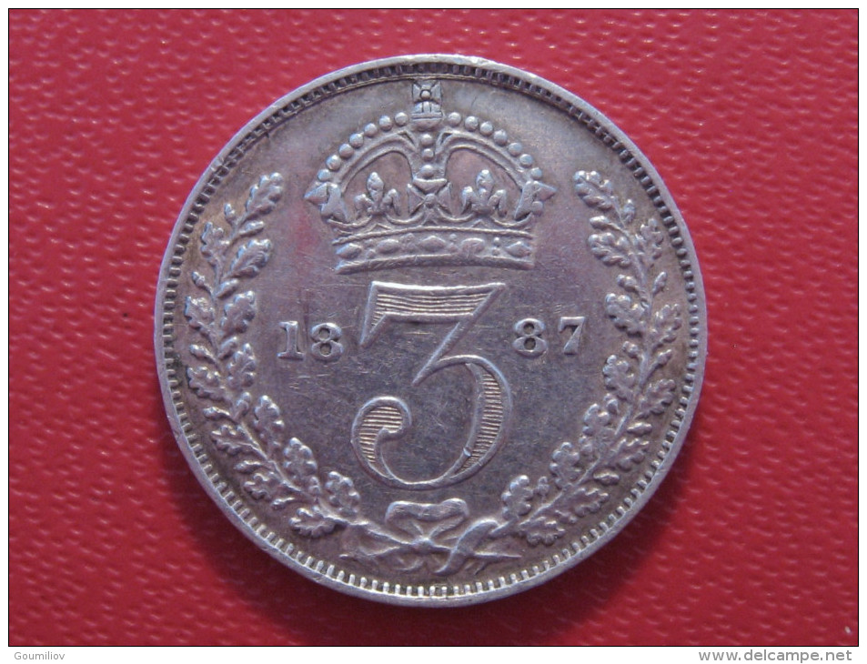 Grande-Bretagne - UK - 3 Pence 1887 Victoria 3602 - F. 3 Pence