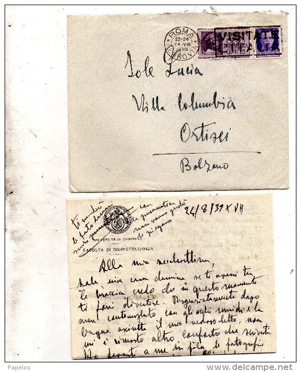 1939   LETTERA CON ANNULLO ROMA - Poste Pneumatique