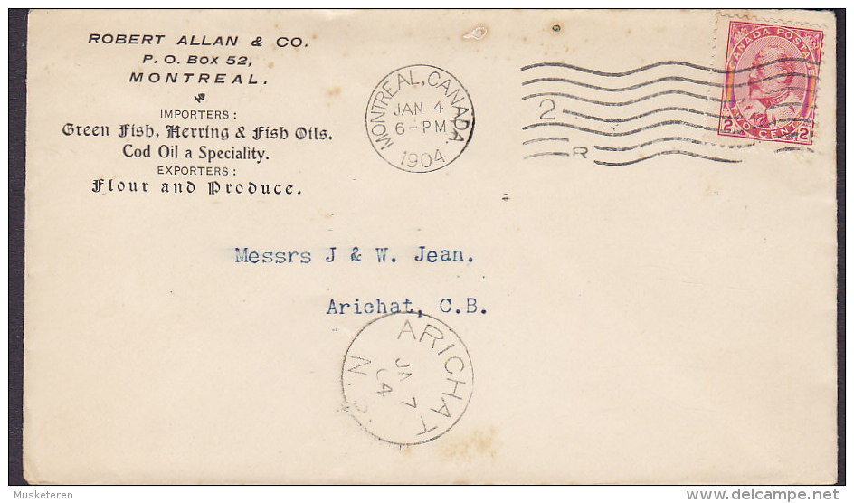 Canada ROBERT ALLAN & Co. Fish Herring Fish Oils MONTREAL 1904 Cover Lettre ARICHAT (N.S.) 2c. Edward VII. Stamp - Storia Postale