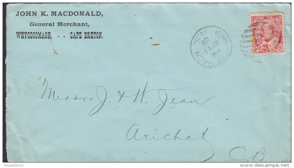 Canada JOHN K. MACDONALD General Merchant WHYCOCOMAGH (N.S.) 1905 Cover Lettre ARICHAT (N.S.) 2c. Edward VII. Stamp - Storia Postale