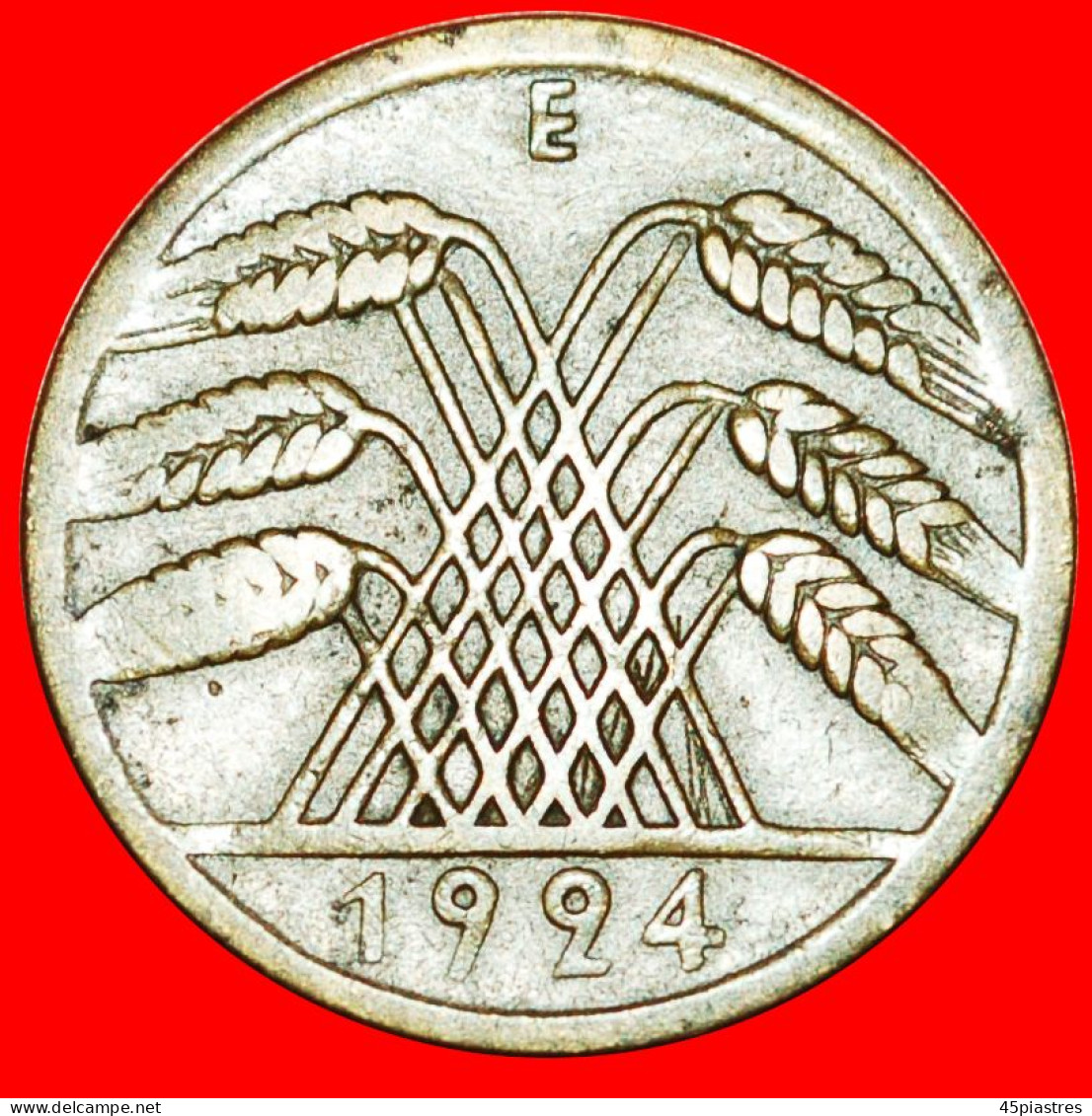 * PYRAMID OF WHEAT (1923-1925): GERMANY  10 RENTENPFENNIG 1924E SAXONY! LOW STARTNO RESERVE! - 10 Renten- & 10 Reichspfennig