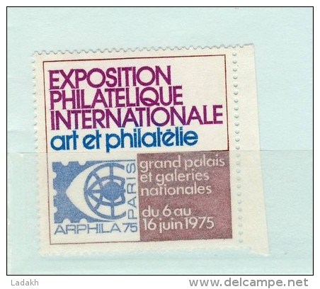 VIGNETTE * EXPOSITION PHILATELIQUE ART ET PHILATELIE  1975 # GRAND PALAIS PARIS # GALERIES NATIONALES # ARPHILA - Esposizioni Filateliche