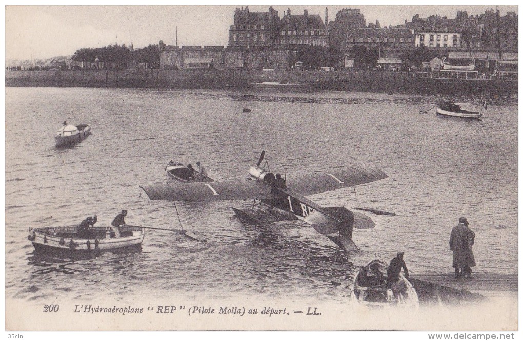 SAINT - MALO. -   Hydroaéroplane " REP "  ( Pilote Molla ), Au  Départ ( Bassin Vauban à St  Malo ). L.L. - Saint Malo