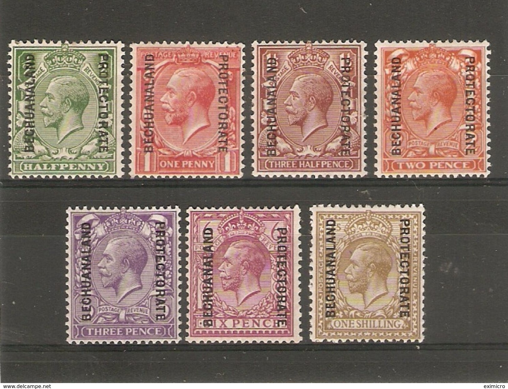 BECHUANALAND 1913 - 1924 SIMPLE CYPHER WATERMARK VALUES TO 1s SG 73,74,75,77,79,81,82 MOUNTED MINT Cat £98+ - 1885-1964 Protectorat Du Bechuanaland