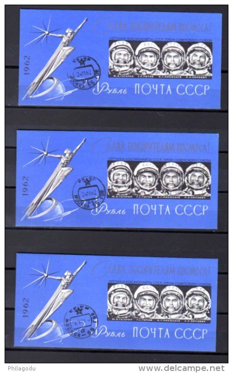 Cosmonautes: Gagarine, Titov, Nikolaiev, Popovitch,  3 X  2601a**, Cote 90 €, - Gebraucht