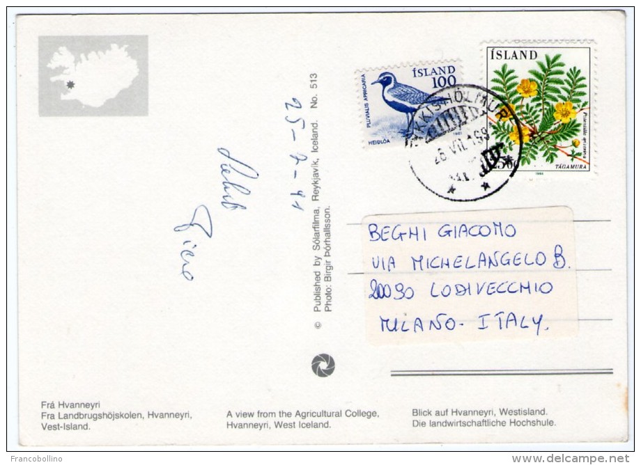 ICELAND - A VIEW FROM THE AGRICULTURAL COLLEGE HVANNERY / THEMATIC STAMPS - BIRD-FLOWERS - IJsland