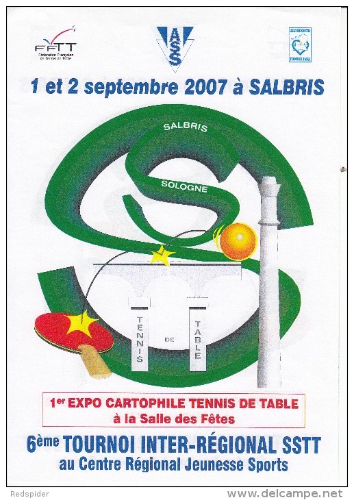 TABLE TENNIS-TISCHTENNIS-PING PONG-TENNIS DE TABLE-TENNIS TAVOLO, FRANCE, 2007, Special Card !! - Table Tennis