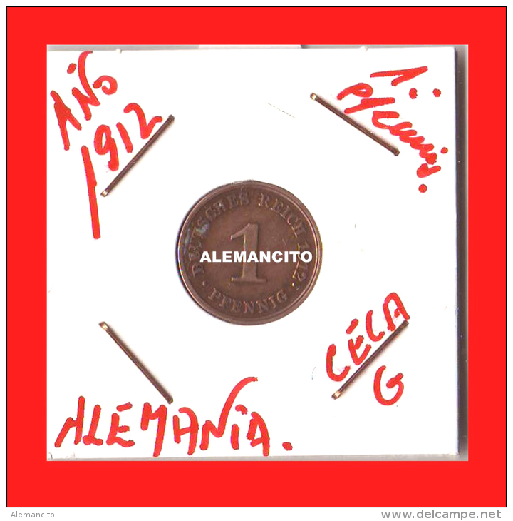 ALEMANIA - DEUTSCHES REICH AÑO 1912 - 1 Pfennig