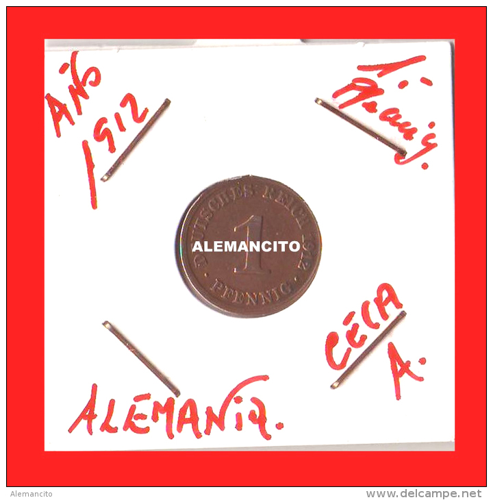 ALEMANIA - DEUTSCHES REICH AÑO 1912 - 1 Pfennig