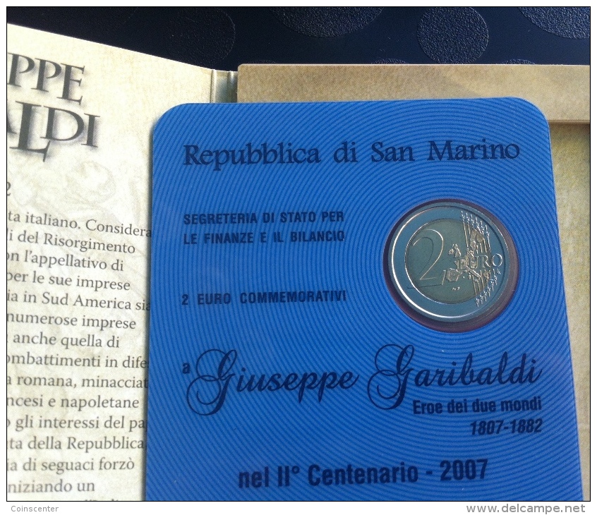 San Marino 2 Euro 2007 "Giuseppe Garibaldi" BiMetallic UNC - San Marino