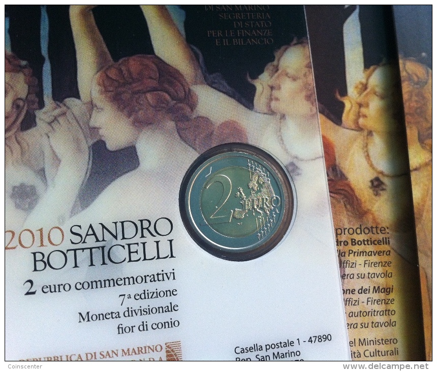 San Marino 2 Euro 2010 "Sandro Botticelli" BiMetallic UNC - San Marino