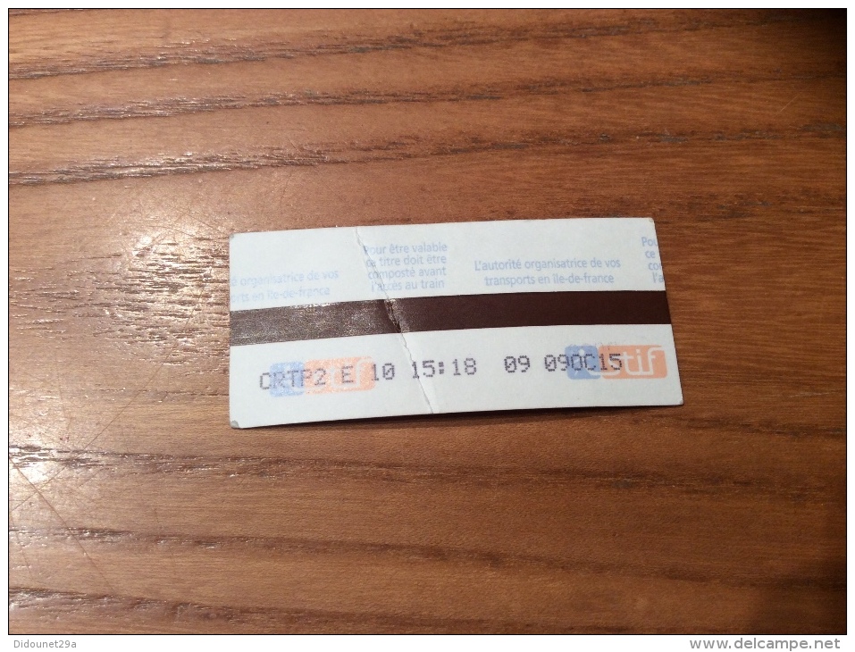 Ticket De Transport (métro, Train) Stif PARIS(75) "CRÉTEIL POMPADO - PARIS" - Europa