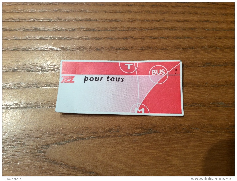 Ticket De Transports *x TCL (pour Tous - Métro, Bus, Tramway) Lyon (69) - Europe