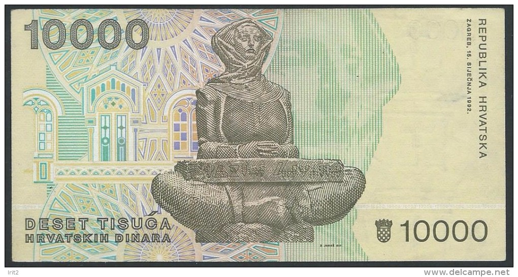 BANKNOTES   1992 CROAZIA - HARVATSKA 10,000 DINARA - Croatia