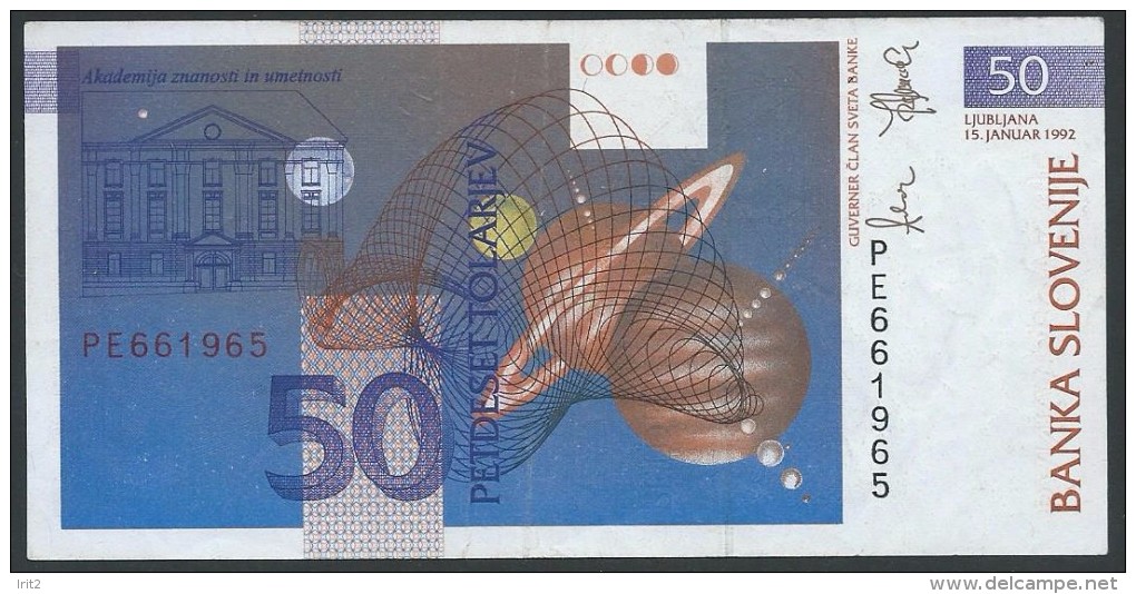 BANKNOTES  1992 SLOVENIJA -SLOVENIA 50 TOLATJEV - Slovenia