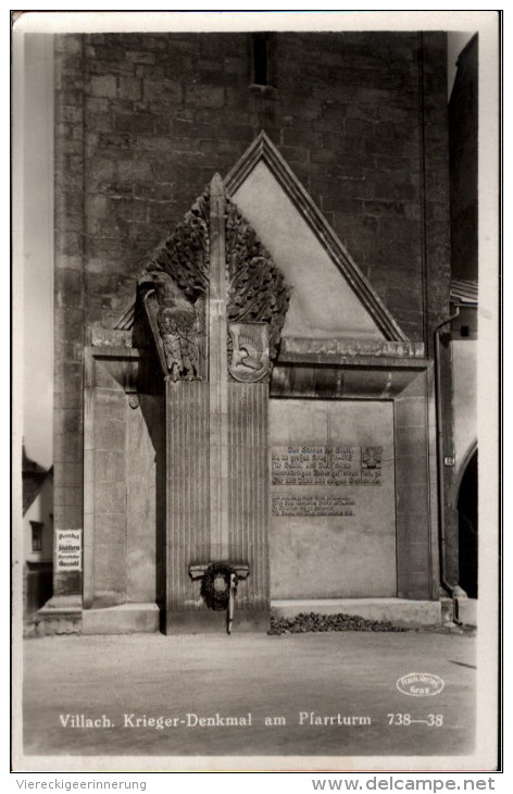 ! 1943 Alte Ansichtskarte Aus Villach Kriegerdenkmal 1914-1918, Österreich, War Memorial - Villach