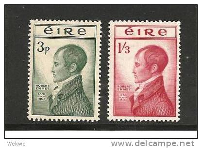 Irl Mi.Nr.118-19/  IRLAND - 1953, R. Emmet, Revolutionsführer ** MNH - Unused Stamps