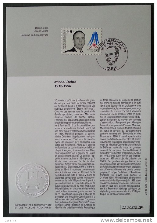 FDC Sur Document - YT N°3129 - MICHEL DEBRE - 1998 - 1990-1999