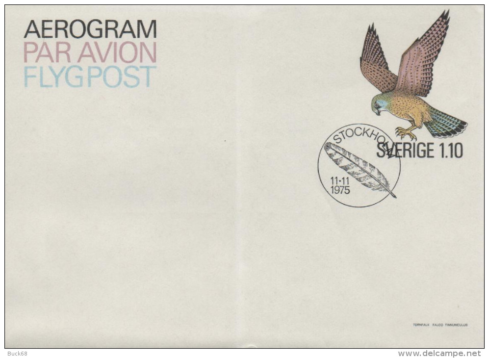 SUEDE SWEDEN SVERIGE Entier Stationnary Aerogram FDC 1er Jour : 1975 Flygpost Adler Aigle Eagle - Used Stamps