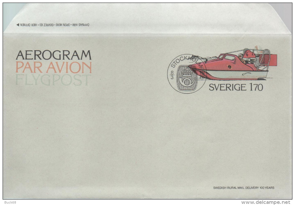 SUEDE SWEDEN SVERIGE Entier Stationnary Aerogram FDC 1er Jour : 1978 Moto-neige Snowcar - Oblitérés