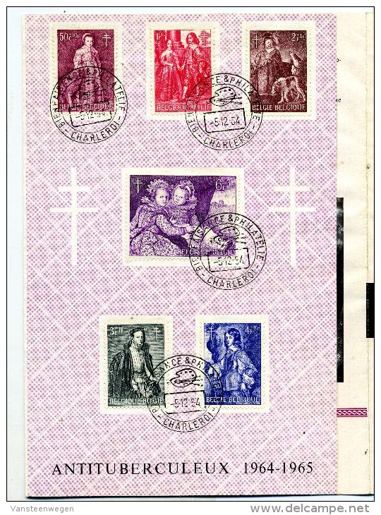 Belgique Document Postal "Antituberculeux Van Dijk Et Al." COB 1307/12 1964 ° Charleroi - Dépliants De La Poste