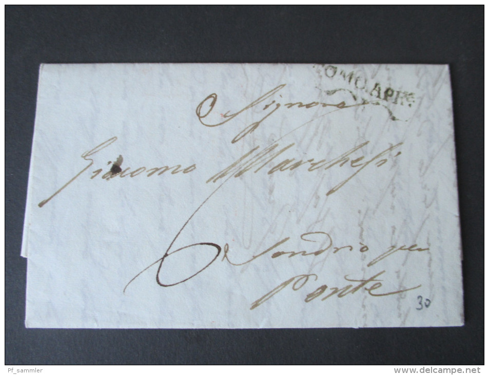 Vorphila Italien. 1835. Stempel: Como. Apr. Geschweift! Taxvermerk. Roter Stempel: Ponte. Gut Erhalten! Toller Beleg!! - 1. ...-1850 Vorphilatelie