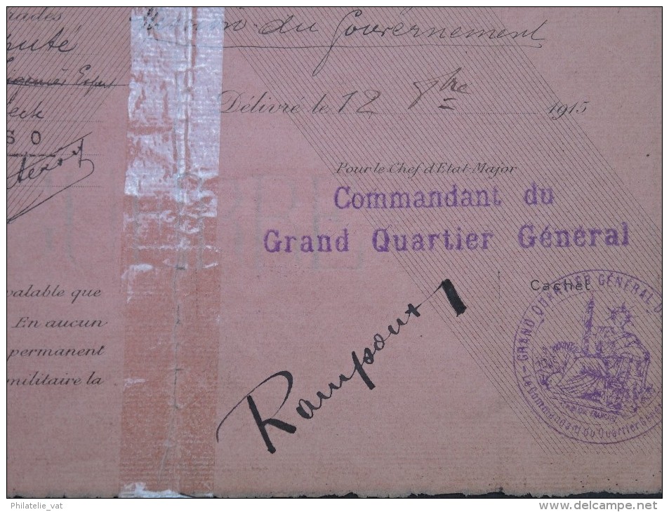 FRANCE - Permis De Circuler En Automobile  En 1915 - Pas Commun - A Voir - Lot P11570 - Documents