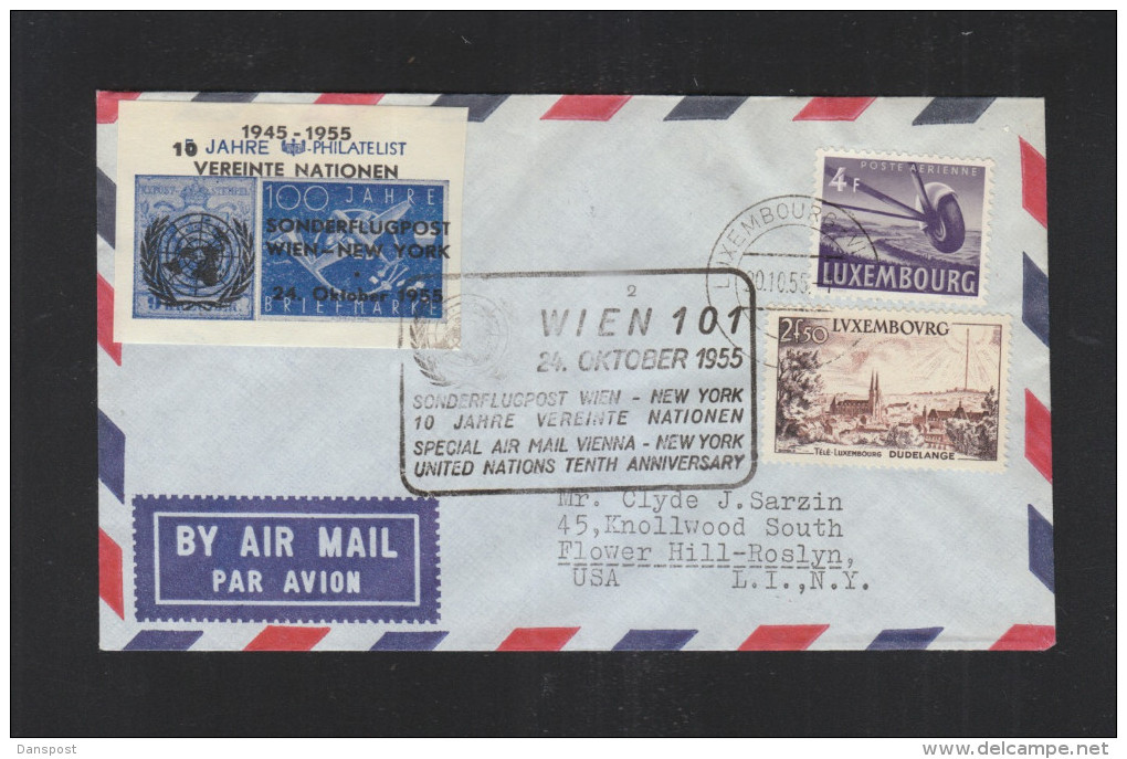 Luxemburg Flugpost UNO 1955 - Briefe U. Dokumente