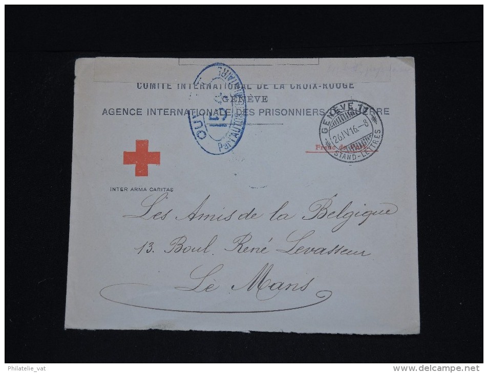 FRANCE - Enveloppe De La Croix Rouge De Suisse Pour La France En 1916 Avec Controle Militaire - A Voir - Lot P11583 - Croix Rouge