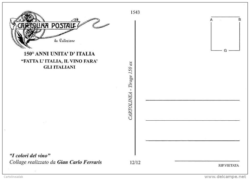 [DC1543] CARTOLINEA RIPRODUZIONE RUCHE'  I COLORI DEL VINO 150° ANNI UNITA' D'ITALIA ILL. FERRARIS - NV (12 D 12) - Vigne