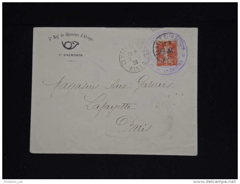 FRANCE - Enveloppe Du 5éme Rég. De Chasseurs D´Afrique D Alger Pour Paris En 1928 - Aff. F.M. - A Voir - Lot P11593 - Cachets Militaires A Partir De 1900 (hors Guerres)