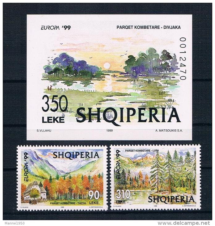 Albanien 1999 Europa/Cept Mi.Nr. 2690/91 + Block 118 ** - 1999