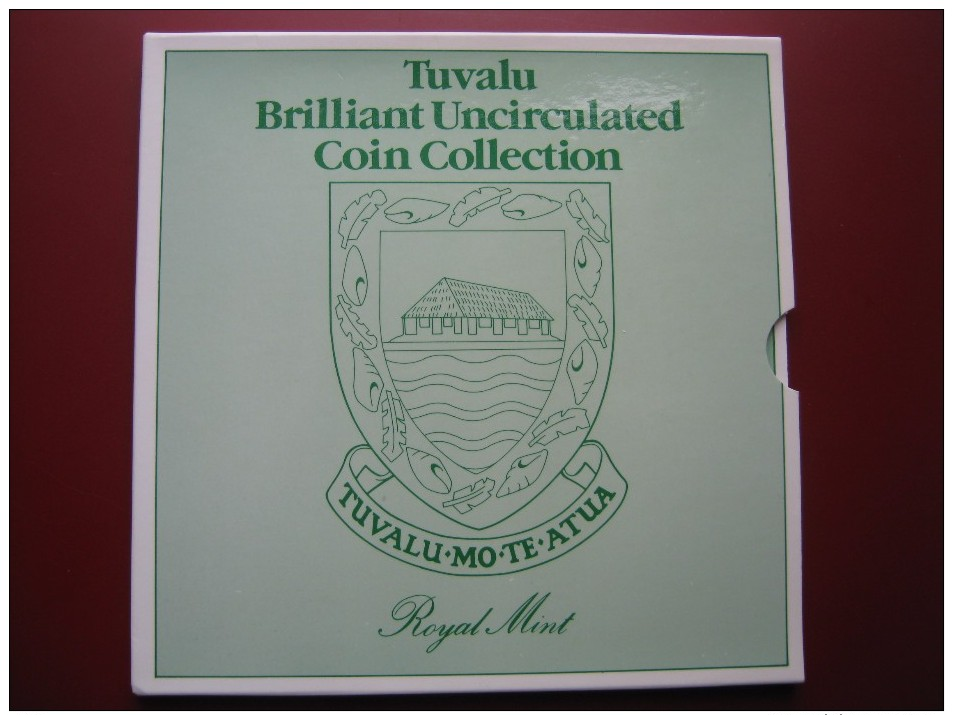 Tuvalu 1985 BUNC 7 Coin Set 1 Cent - 1 Dollar Royal Mint Folder - Tuvalu