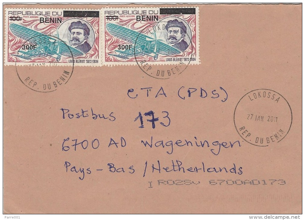 Benin 2011 Lokossa Bleriot Aviation Overprint 300f On 100f Mi 1565 Cover - Benin - Dahomey (1960-...)