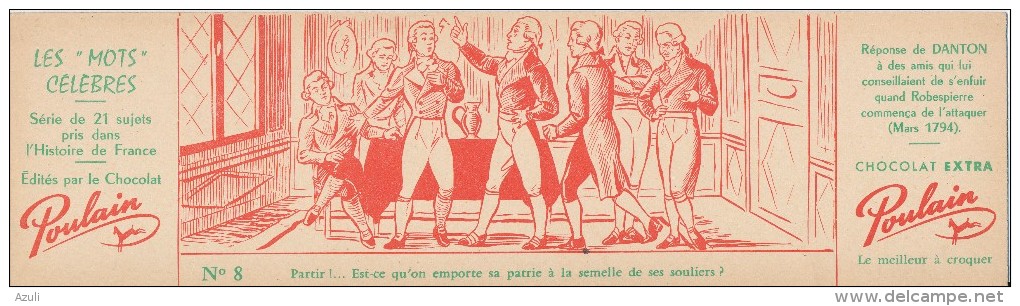 CHOCOLAT POULAIN - Carton 8 X 29 Cm - Les Mots Célèbres - Danton, Robespierre - Poulain