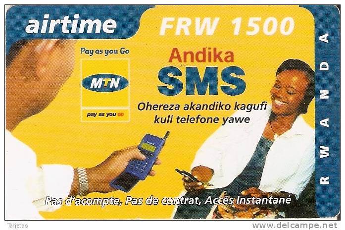 TARJETA DE RUANDA DE AIRTIME SMS DE 1500 FRW CADUCIDAD 10-12-2005 (RWANDA) - Ruanda