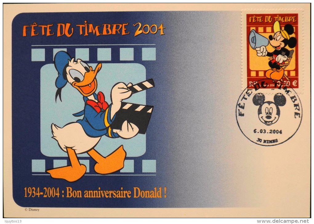 FRANCE 2004 -  CP.1er Jour Fête Du Timbre - Bon Anniversaire DONALD - Nimes Le 06.03.2004 - TBE - - 2000-2009