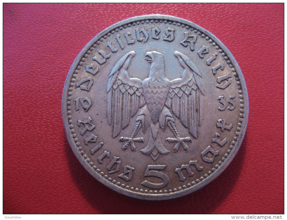 Allemagne - 5 Mark 1935 F Hindenburg 4508 - 5 Reichsmark