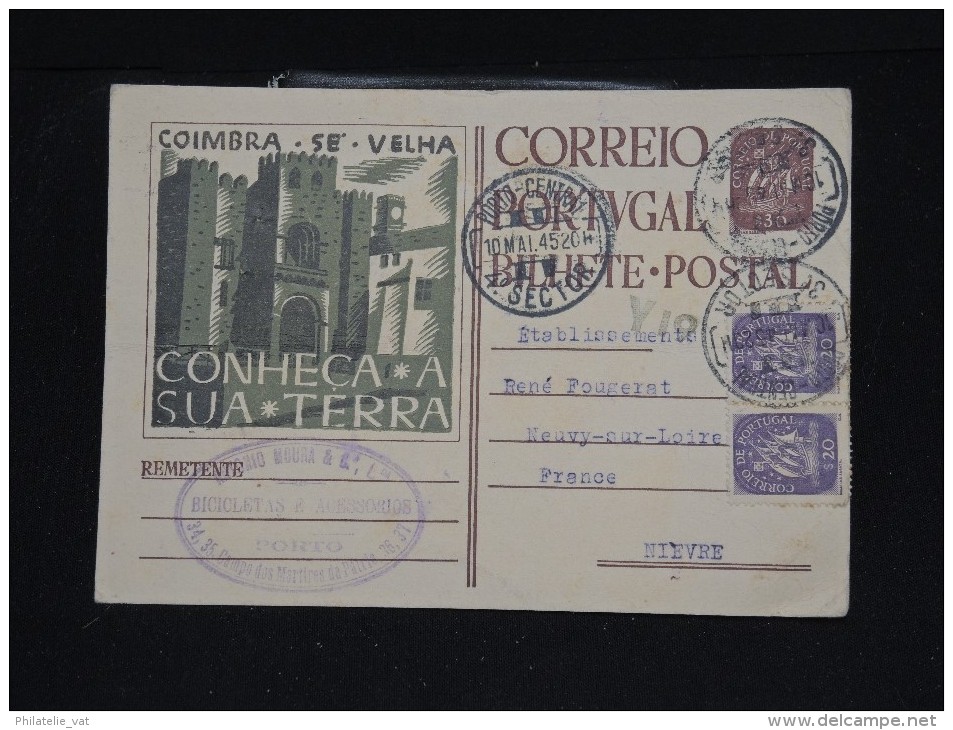 PORTUGAL - Entier Postal ( Pli Central ) De Porto Pour La France En 1945 - A Voir - Lot P11619 - Entiers Postaux