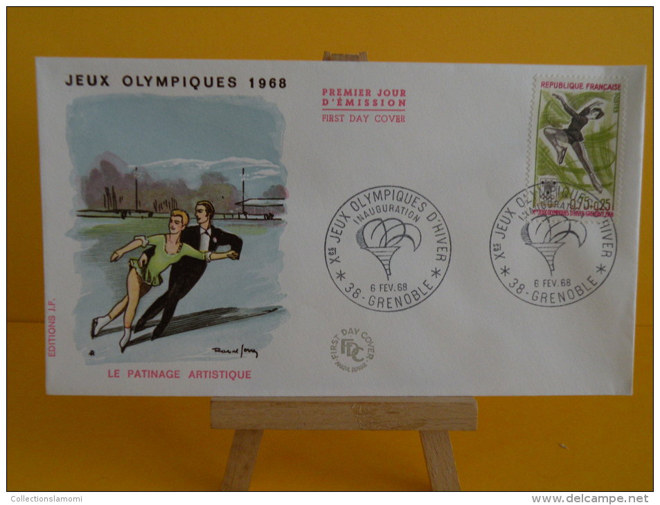 FDC -  Jeux Olympiques D´Hiver 1968, Patinage Artistique - 38 Grenoble - 6.2.1968 - 1er Jour - Coté .. € - Winter 1968: Grenoble