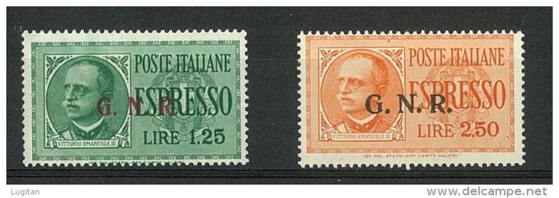 REPUBBLICA SOCIALE - ESPRESSI 19/II/20/II TIRATURA BRESCIA II° TIPO - LINGUELLATI - ANNO 1944 - Posta Espresso