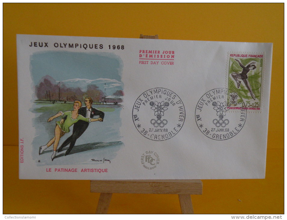 FDC -  Jeux Olympiques D´Hiver 1968, Patinage Artistique - 38 Grenoble - 27.1.1968 - 1er Jour - Coté .. € - Winter 1968: Grenoble
