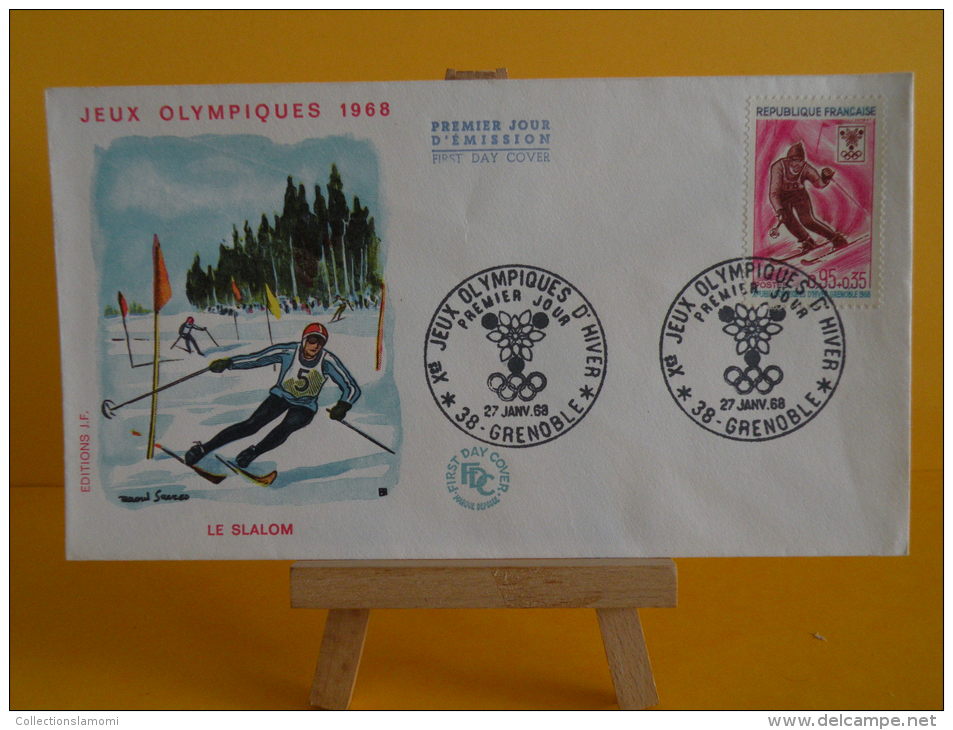 FDC -  Jeux Olympiques D´Hiver 1968, Slalom - 38 Grenoble - 27.1.1968 - 1er Jour - Coté .. € - Winter 1968: Grenoble