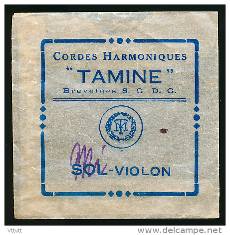 Instrument : Ancienne Pochette Pour Corde Harmonique TAMINE, MI Violon - Accessories & Sleeves