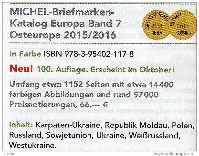 East-Europe Part 7 Stamp Catalogue MICHEL 2015/2016 New 66€ With Polska Russia USSR Sowjetunion Ukraine Moldawia Belarus - Other & Unclassified
